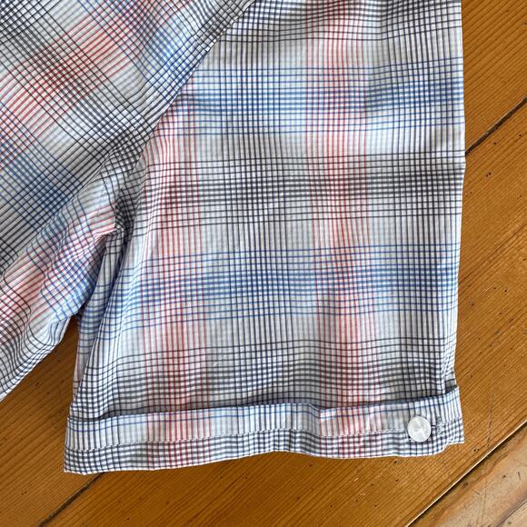 Calvin Klein Mens Short Sleeve Button-Up Shirt Plaid Blue Red Black White Cotton - Picture 8 of 8